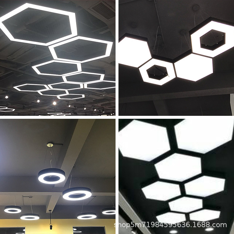 Led Modeling Lamp Creative Hexagonal Office Chandelier Gym Supermarket Shopping Mall Internet Cafe Y-Shaped Industrial Style Lamps Led Modeling Lamp Creative Hexagonal Office Chandelier Gym Supermarket Shopping Mall Internet Cafe Y-Shaped Industrial Style Lamps