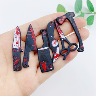 European and American Saints acrylic knife scissors axe funny resin double-sided printing jewelry pendant DIY earrings pendant