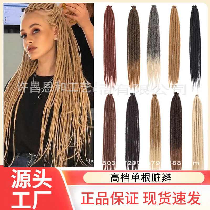 24-Inch Cross-Border Reggae Dreadlocks Single Strand Hand-Twisted Braids African Hip-Hop Synthetic Fiber Wig Dreadlock Hair