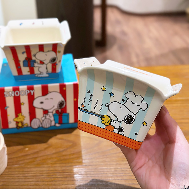 Snoopy co-marcado palomitas de maíz de cerámica pollo frito de gran capacidad bocadillos de bocadillos de microondas de alto valor facial image 3