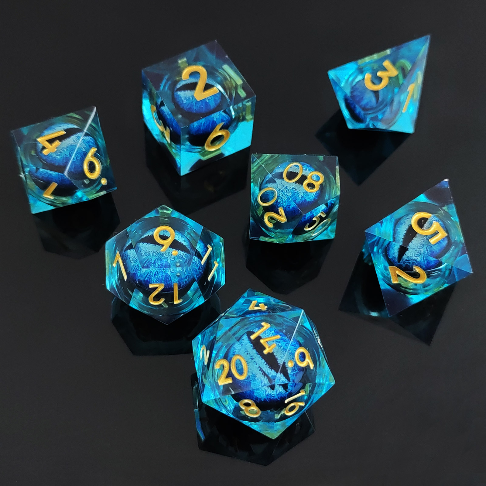 Dados de longan de resina dados de longan móviles DND Dragon y Dungeon RPG juego de mesa traje de dados de varios lados