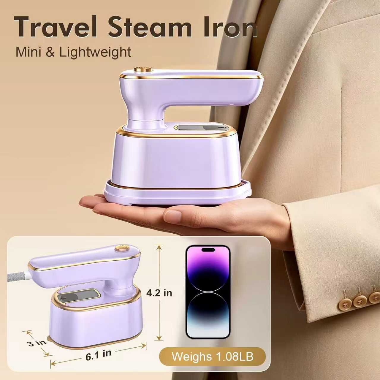 Cross-border mini garment steamer, foldable, handheld, portable, and can be used for both dry and wet ironing; a mini steam iron with a spray function