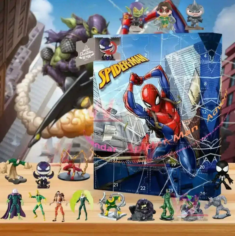 Новый кросс-бордер продукт Marvel Spider-Man 2025 Advent Calendar Countdown Blind Box Рождественская елка украшение акриловая подвеска