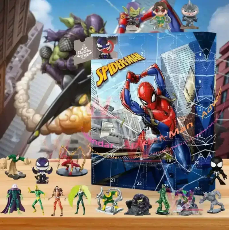Новый кросс-бордер продукт Marvel Spider-Man 2025 Advent Calendar Countdown Blind Box Рождественская елка украшение акриловая подвеска