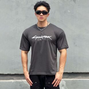 Sports Fitness T-shirt Short-sleeved Half-sleeved Quick-drying Loose Crewneck Breathable Elastic Sweat-absorbent Summer Running Training Men