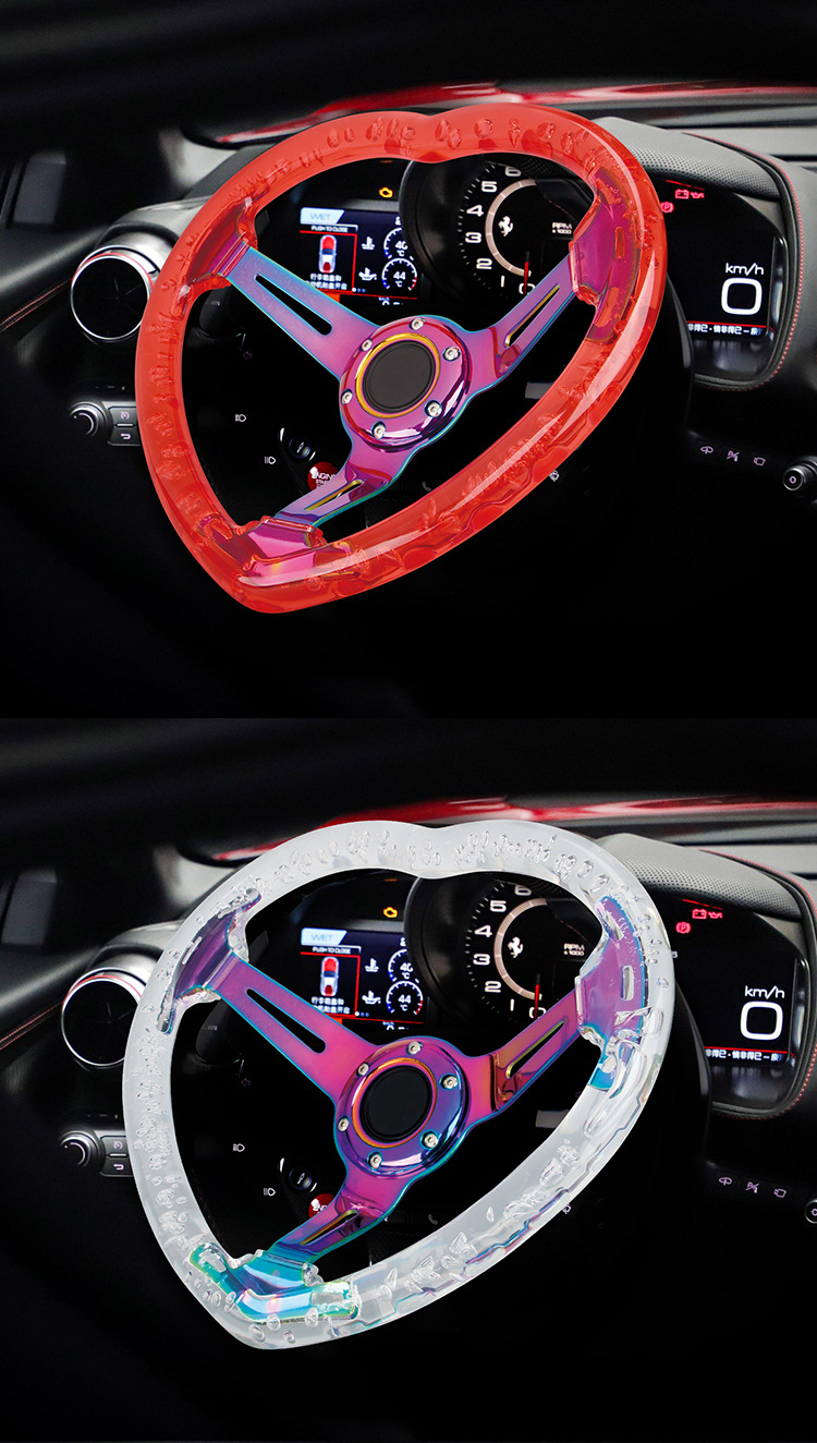 14inch Car Modification Acrylic Crystal Steering Wheel Transparent Racing Competition Quick Release Steering Wheel 350mm