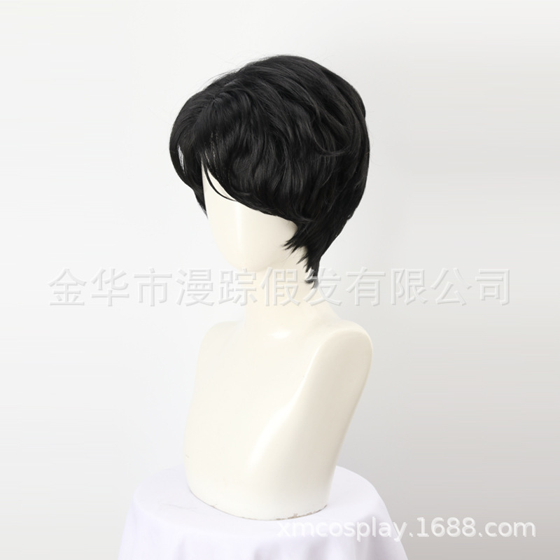 Skpop猎魔女团cosplay假发Jinu秦宇打毛款沙加男孩黑色短发动漫|undefined