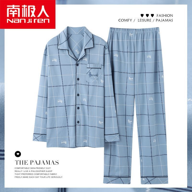 Nuevo pijama de algodón masculino primavera y otoño manga larga suelta más grande ocio se puede usar con ropa de hogar