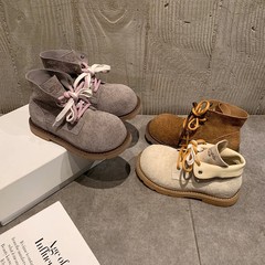 真皮~复古内增高马丁靴女2025秋冬新款英伦双鞋带大圆头厚底短靴