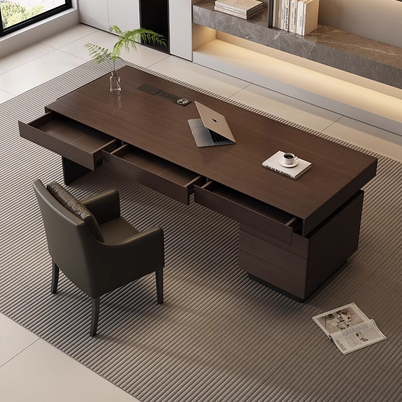 Italian Minimalist Solid Wood Desk and Chair Combination Light Luxury Design Desk Simple Study Desk Computer Desk
