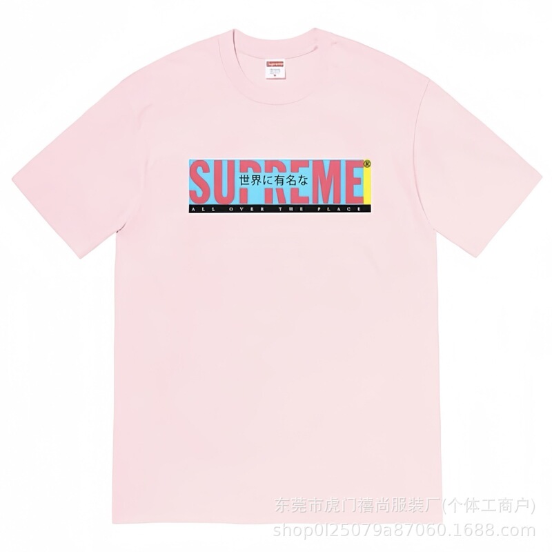 クロスボーダー25ss美潮Supreme文字プリントラウンドネック半袖男女兼用カジュアルTシャツ純綿快適|undefined