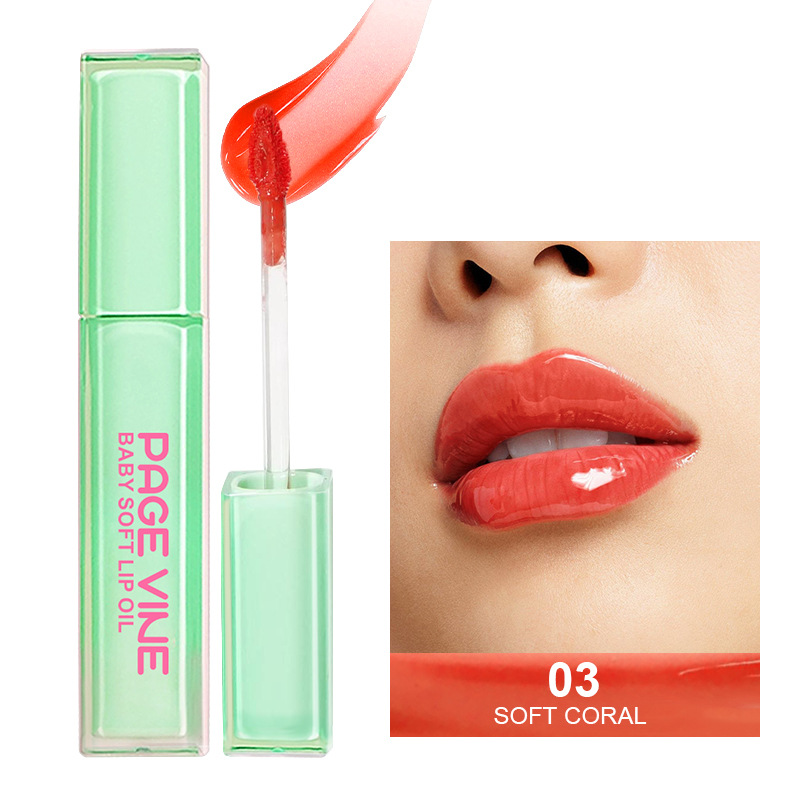 PÁGINA transfronteriza menta verde tubo cuadrado esmalte de labios Dudu lápiz labial espejo brillo de labios color fácil de colorear comercio exterior duradero