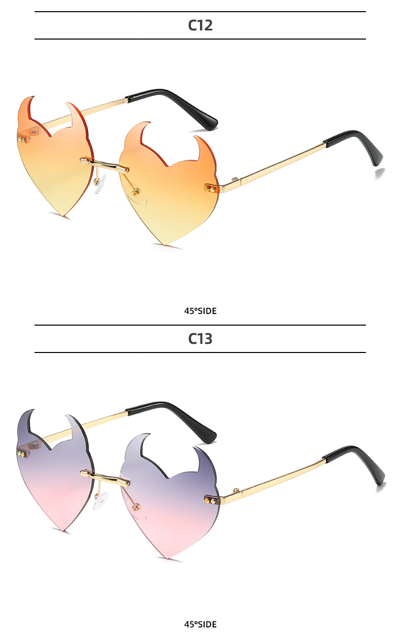 Funny Solid Color Pc Special-shaped Mirror Frameless Women's Sunglasses display picture 10