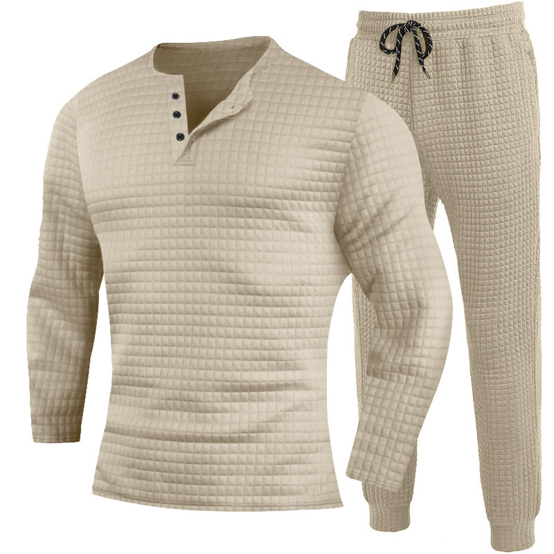 Herren Henley Shirt Und Jogger Hose Set Für Herbst Und Winter_voghion.com