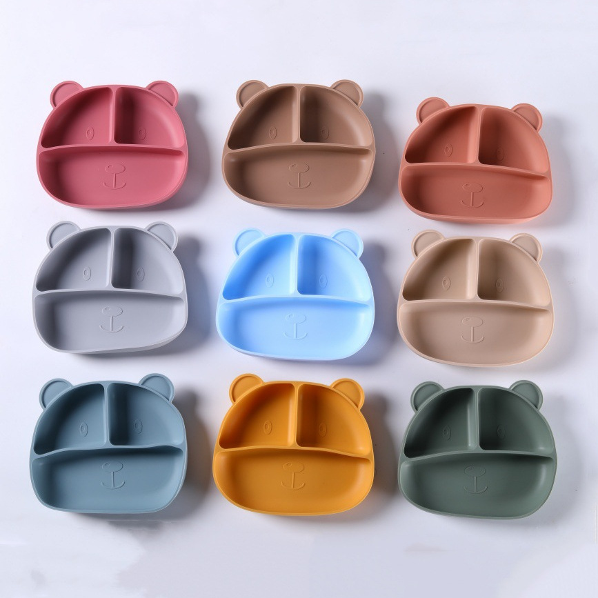 Baby's Dinner Plate Suction Cup One-piece Split Plate Baby Silicone Bowl Supplementary Spoon Children's Dinner Special Set