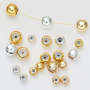 Adjustable beads silicone positioning beads diy pearl necklace gold bracelet beads 18k gold spacer accessories retail