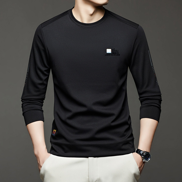 2025 Long-Sleeved T-Shirt Men's Autum Trendyy Fashion Casual Versatile Loose Round Neck Sweatshirt Trendy Brand Men's Clothing Caoyang