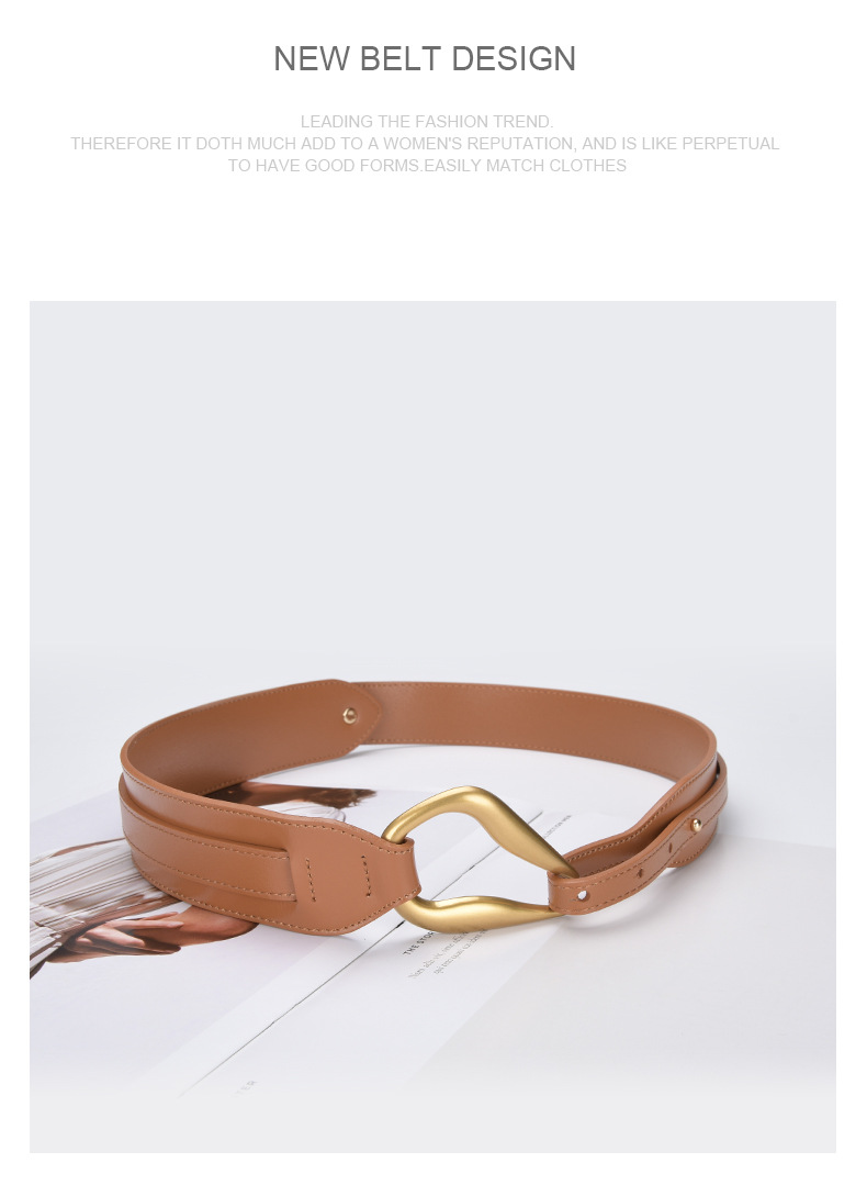 Nyt mode dekorativt bælte i læder Alsidig stor vindjakke sweater Elastisk bredt bælte Talje Talje Talje Talje Talje Tætningskjole_voghion.com