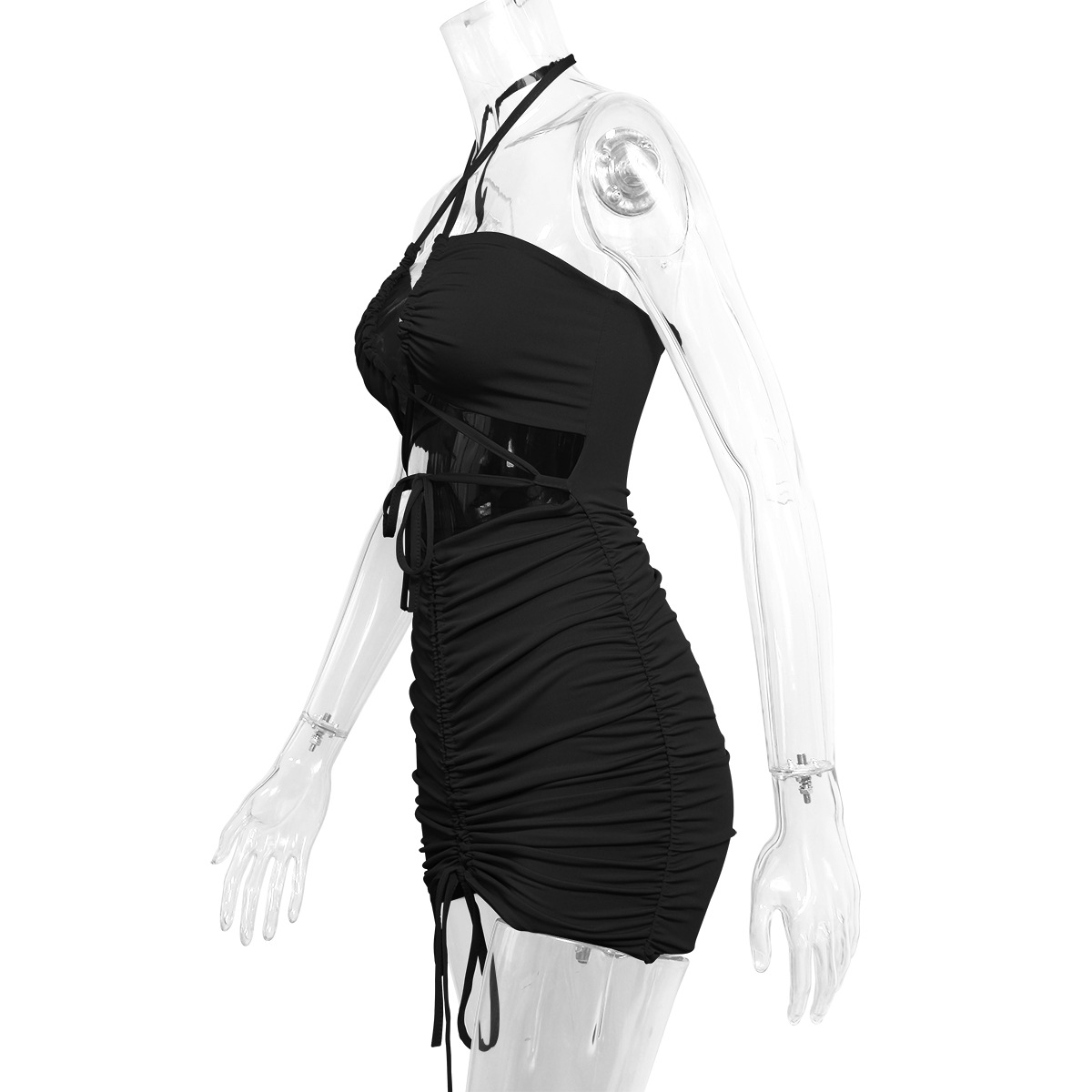 263g Weight Short Mini Dress Dress Length Type Sleeveless Sleeve Length Sheath Dress Dresses Type Spandex, Polyester Fabric Type Mid Waist Waist Line Holiday, Nightclub Occasion Halter Neck Neckline Skinny Fit Type Solid Color Pattern Summer, Spring Season Women's Gender Sexy Style Wholesale Women's Sexy Solid Color Holiday Nightclub Halter Neck Sleeveless Sheath Dress 11