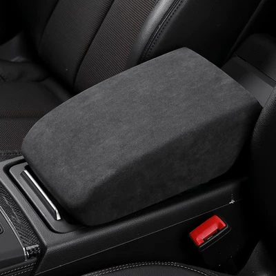 Sürətlər qutusu və əl tormozu başlıqları: Shift Head Protective Cover Shell - 18-26-q5l-suede-carbon-black-armrest-box-cover