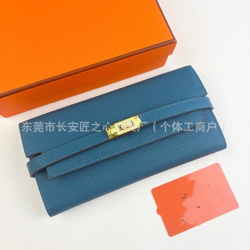 H缝线真皮长款钱包两折多卡位皮夹证件机票零钱收纳钱夹女大容量|undefined