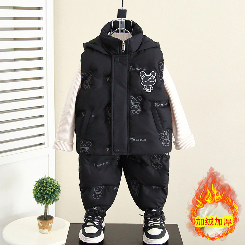 6992 chaleco de algodón para niños chaleco de dos piezas para niños 2025 otoño e invierno nuevo traje de invierno para niños