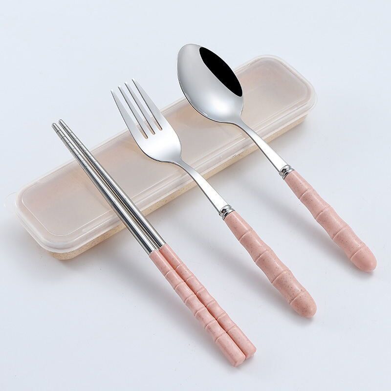 유러피언 핑크-[숟가락+젓가락+포크+수납함] 4종세트