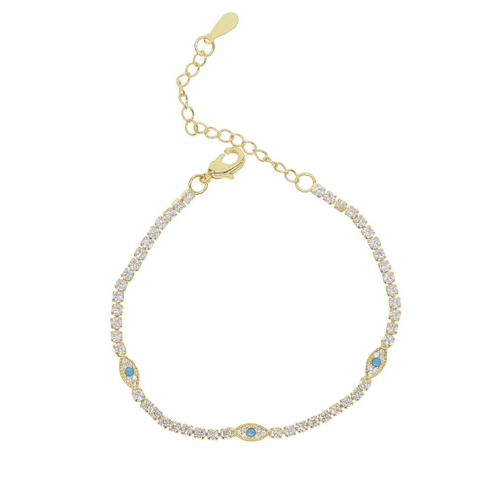 7g Weight Zircon Inlay Material Wholesale Jewelry Retro Geometric Copper Zircon Bracelets Tennis Chain