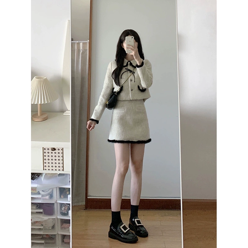 Set, skirt, woolen woolen coat, down jacket