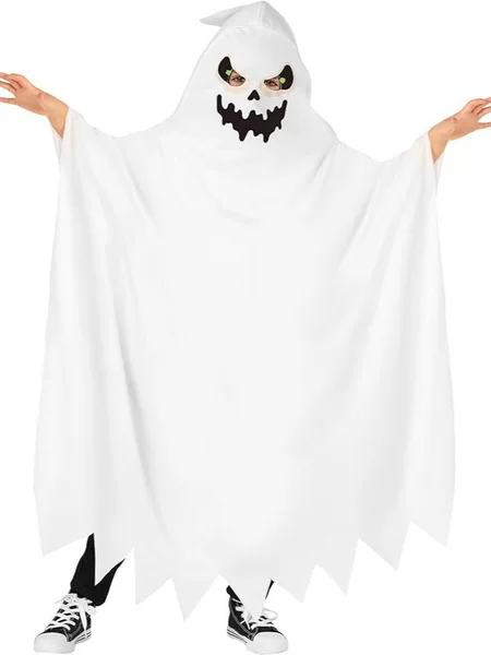 Amazon's New Halloween Ghost Face Hooded Cape Scary Costume White Ghost Costume Decorative Outfit