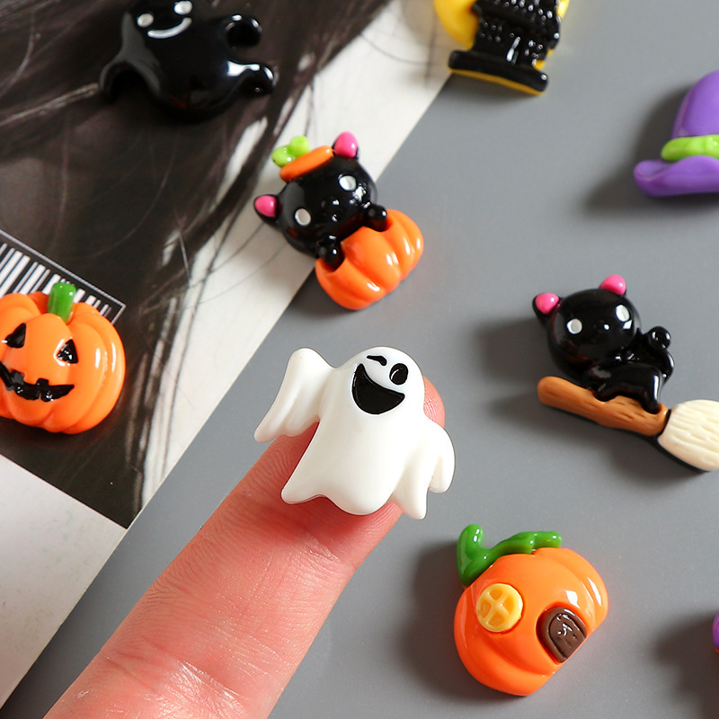 ハロウィンカボチャ魔女帽子ゴースト城樹脂アクセサリー手作り diy 素材ヘアアクセサリー携帯電話ケースパッチ|undefined
