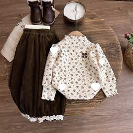 女童加绒打底衫冬季儿童上衣秋冬卫衣高领女宝宝冬装内搭保暖加厚