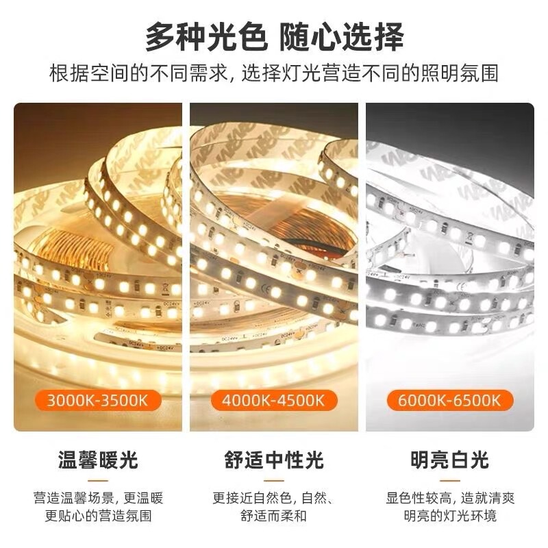 フルスペクトルLEDライトストリップ、高輝度、低電圧24V、120灯、180灯、フルスペクトルライトストリップ、自己粘着、線形、目に優しい、高演色|undefined