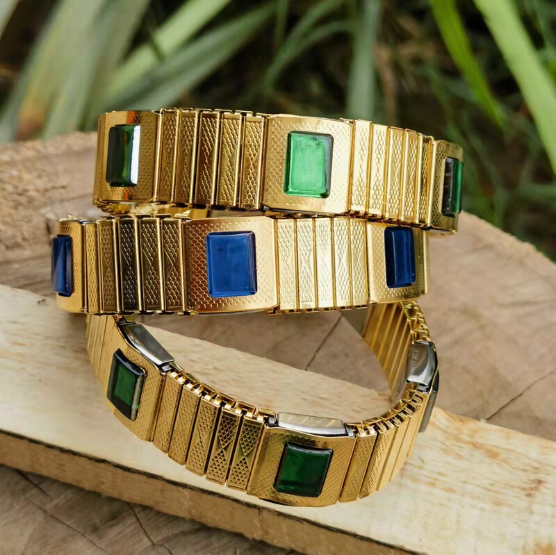 Imitation Gemstone Titanium Steel Magnetic Therapy Bracelet Wholesale Saudi Style Unisex Manufacturer Direct Sales Chain Square Magnetic Trendy