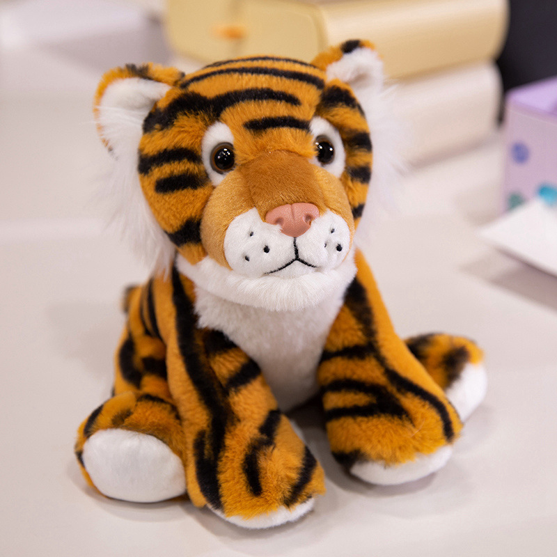 Animales del bosque Tigre Leopardo Raccoon Doll Niños Muñeca de confort Golden Retriever Rana Peluches Muñeca de agarre