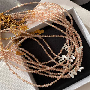 European and American shell letter necklace does not fade crystal beaded necklace jewelry female Joker high sense clavicle chain wholesale