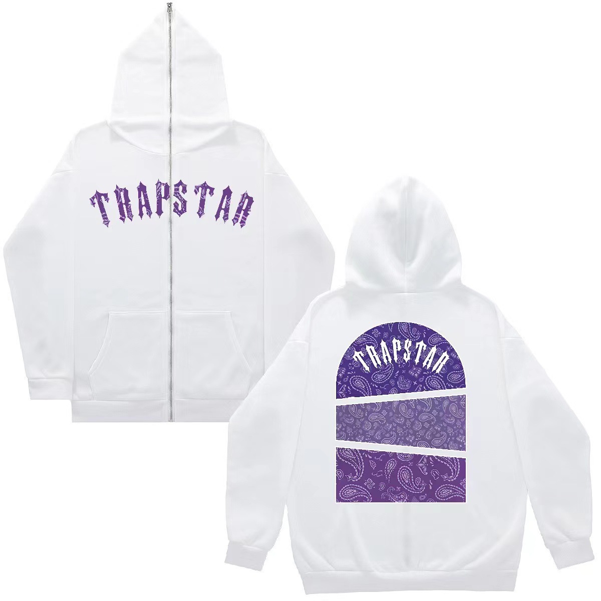 Trapstar Hoodie Gothic Logo Paisley White