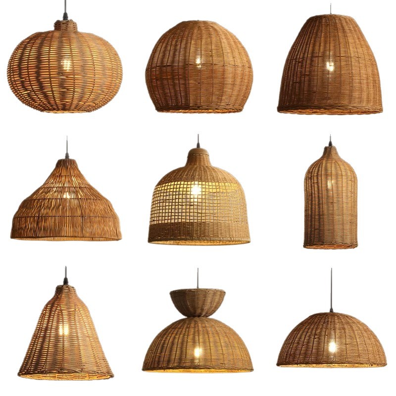 Araña de ratán Personalidad creativa Wabi-Jifeng Homestay Arte tejido Pantalla Lámparas antiguas Lámpara de decoración de restaurante de hotel