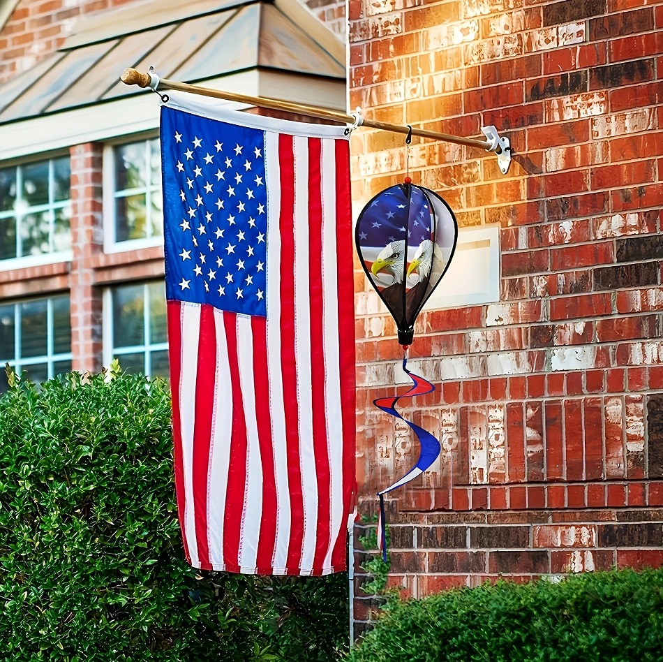 Suministro directo de fábrica en stock patriótico globo de aire caliente viento SPINNER jardín decoración molino de viento bandera americana colgando Flor al aire libre
