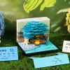 Floral (blue) with light 2026 weekly calendar (English)