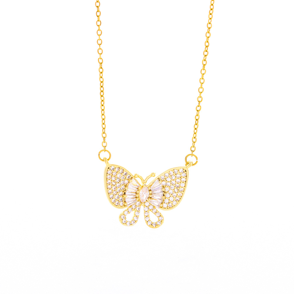 Nové dámské super flash zirkonové motýl přívěsek náhrdelník náušnice sada příslušenství_voghion.com