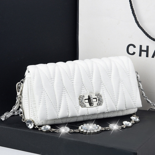 Bags for women  new fashion versatile soft leather fairy bag rhinestone chain bag shoulder crossbody handheld pleated bag