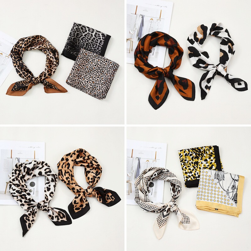 Classic Leopard Print Silk Scarf Women's High-End Versatile Professional Scarf Imitation Silk Temperament Sun Protection Shawl Wholesale