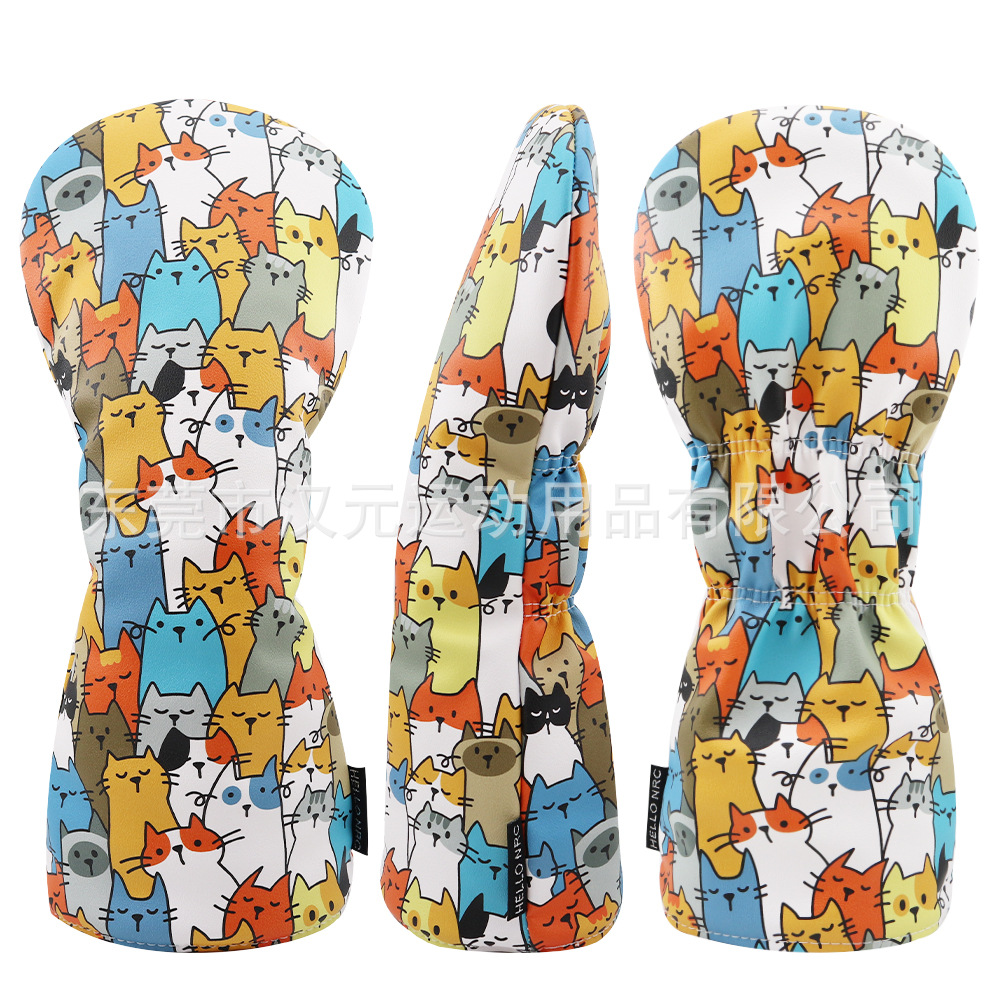 メーカー卸売りゴルフクラブカバーの棒カバーのキャラクタープリント猫の頭カバーの保護カバーのゴルフアニメ
