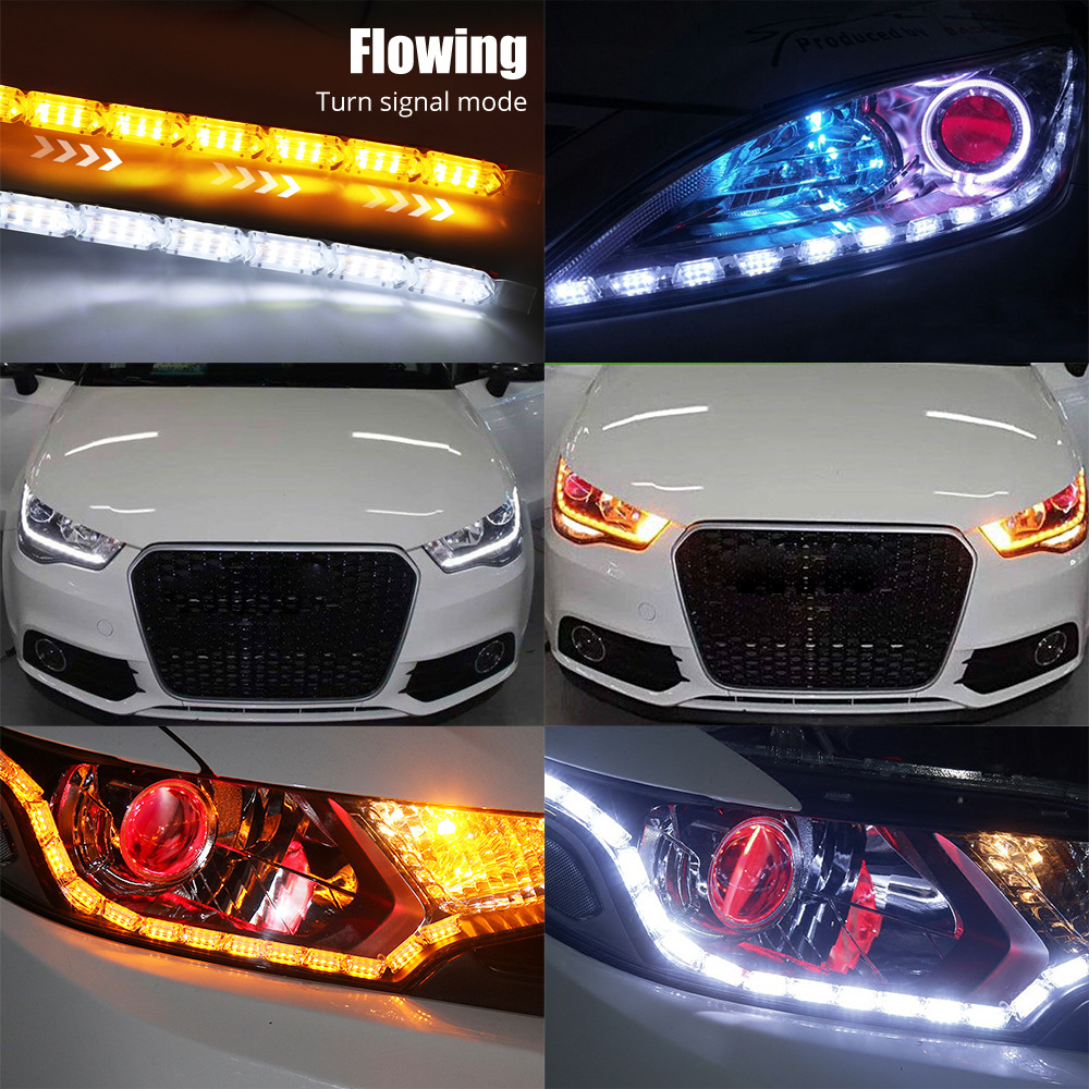Car Led Crystal Tear Eye Light, Marquee Light Guide Strip, Two-Color Daytime Running Light, Telescopic Streamer Light Wholesale