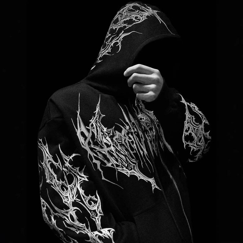 2026 European and American cross-border American-style trendy dark-themed fashion sports and fitness men's sweatshirt high street autumn and winter jacket