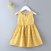 Summer skirt, small princess costume, beach dress, sleevless dress, floral print, 2024 years, children's clothing, A-line