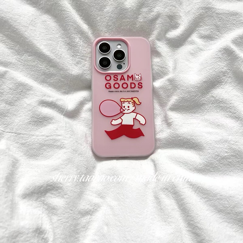 Bubble Blowing Girl 2-in -1 for Apple 16promax Phone Case iphone15/14 Soft 13/12 Tide 11