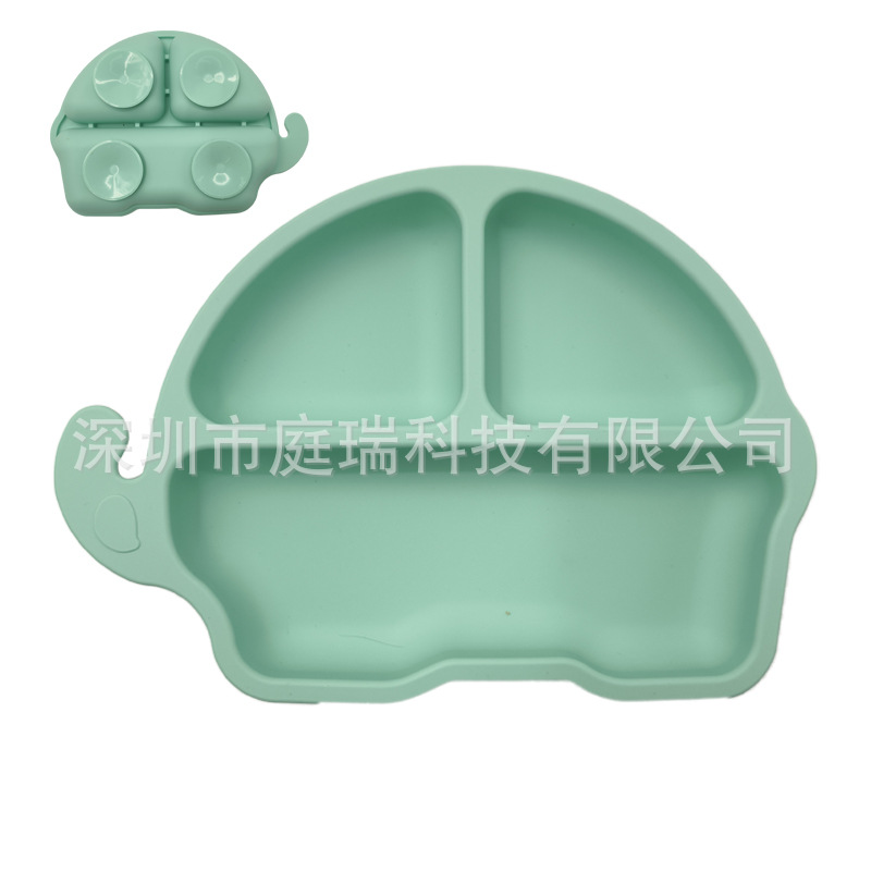 Plato para niños plato de rejilla de silicona cuadrado plato de suplemento de alimentos para bebés integrado tres Placa de rejilla lechón resistente a la caída de calidad alimentaria