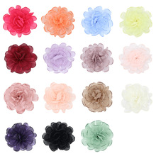 韩版超仙山茶纱花手工拷边缎面立体花朵 diy头饰发饰耳环辅料配件